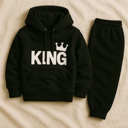 Conjunto De Moletom Infantil Modinha Algodão Canguru King Estampado