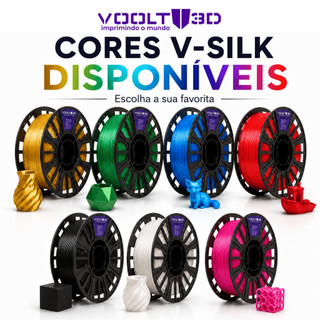 Filamento PLA V-Silk 1kg Voolt3d Brilhante Efeito Seda 1,75mm Impressora 3D