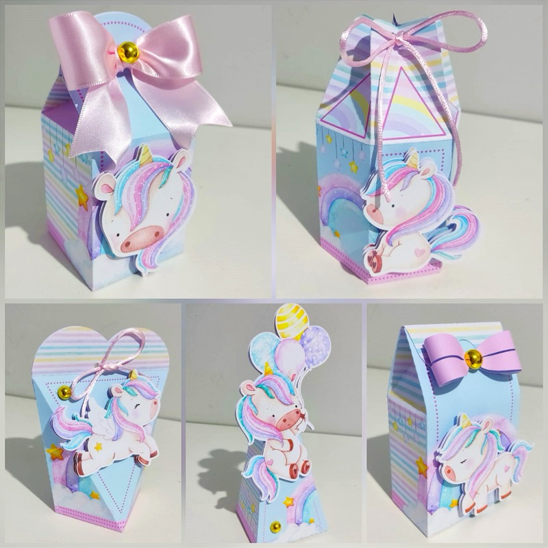 10 Caixinhas Personalizadas Unicórnio | Lembrancinhas | Com Nome e Idade | Com Aplique 3D | Festa Infantil