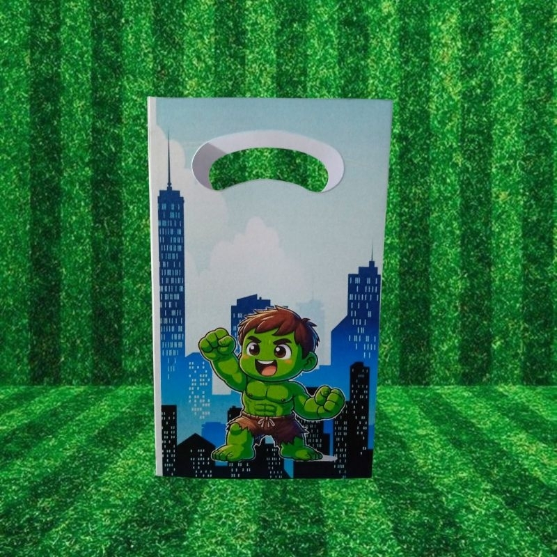 2 sacolinhas personalizadas - hulk verde - herois - papel fosco - lembracinhas, kits para festas