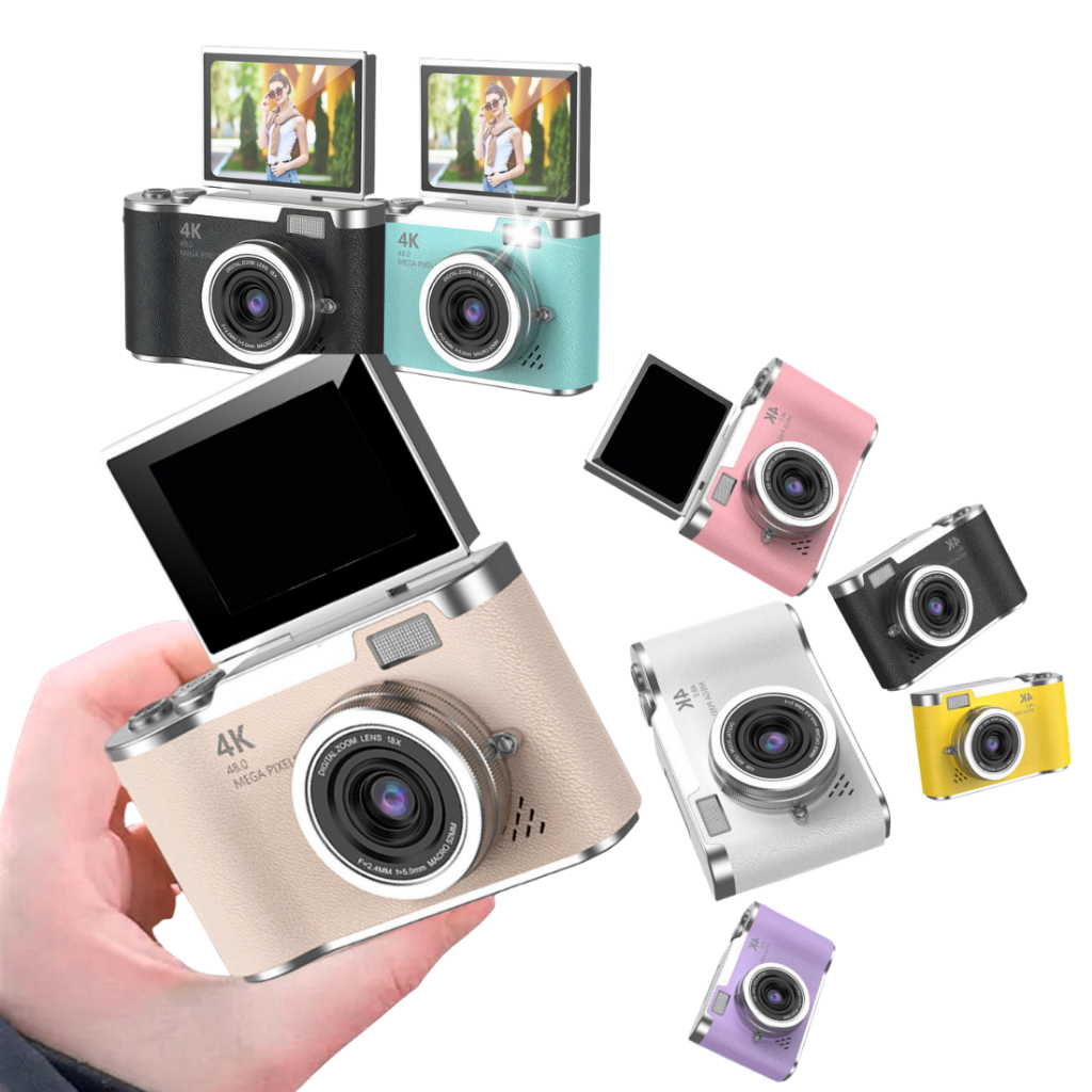 Nostalgia Cam Câmera Digital Retrô 4K com Tela Articulada