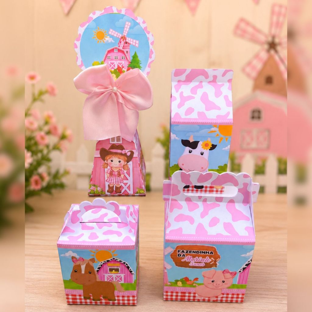 Lembrancinha caixinha personalizada Fazendinha Menina caixinha aniversario Fazendinha menina kit festa mimos decoração