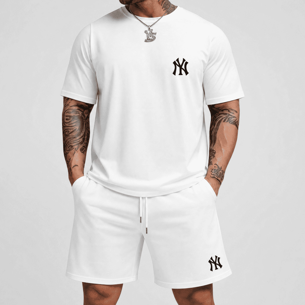 Conjunto Masculino Camiseta e Bermuda Streetwear Básico Oversized 100% Algodão Confortável Lançamento