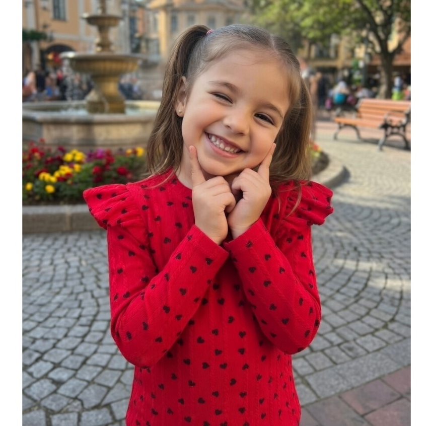 Blusinha Coração Infantil feminina Manga Longa  Com Babado no Ombro Ribana Premium