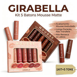 Mousse Kit Batom Matte Aveludado Nude-Versátil, Longa Duração,Não Gruda,Ideal pra presente