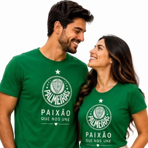 Camisa Palmeiras Kit Casal ou Individual"Paixão Que Nos Une"Edição Casal Alviverde