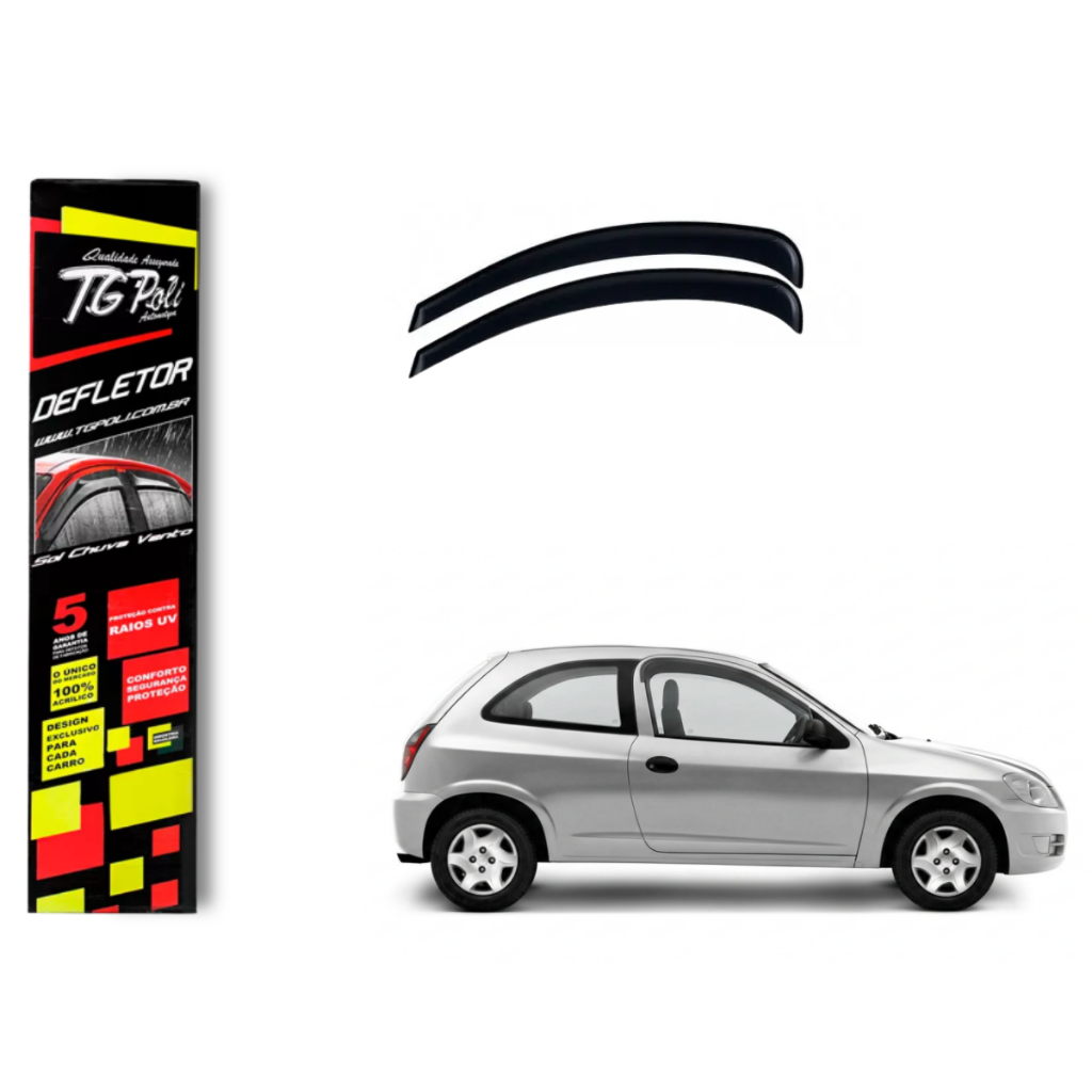 Calha de Chuva Chevrolet Celta 2000 a 2015 2 portas TG Poli Defletor Portas Protetor Janelas Fumê
