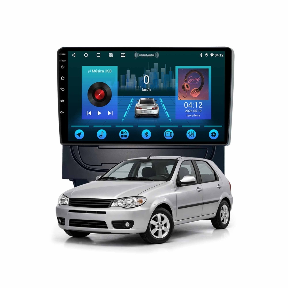 Multimídia Palio Fire Way 2014 A 2019 2ram+64gb Quadcore Carplay Android Gps Bluetooth 9 Polegadas