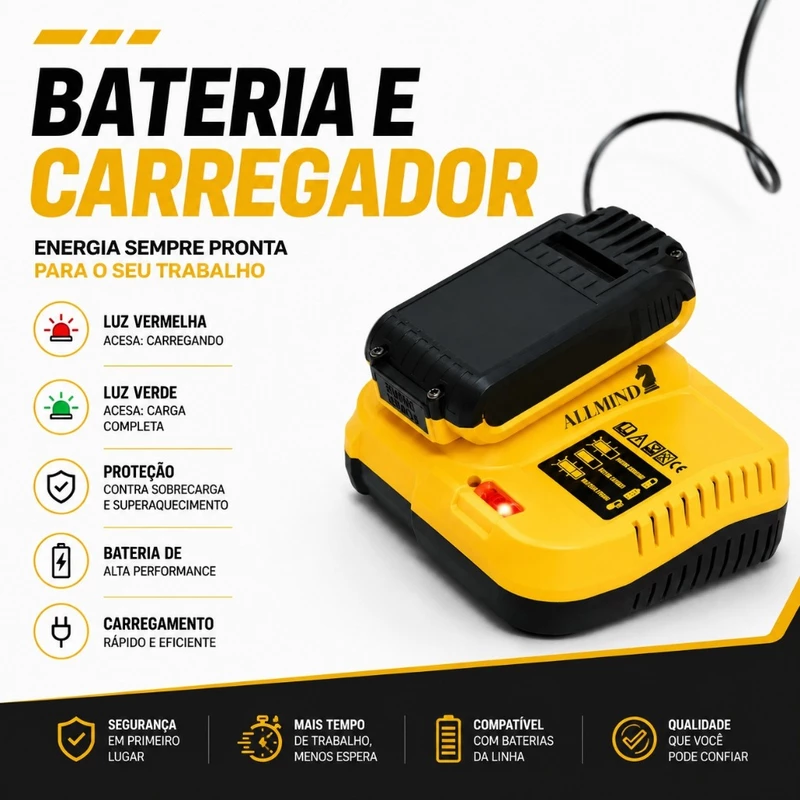 Furadeira de Impacto e Parafusadeira Profissional 25V Brushless Bivolt — foto 6