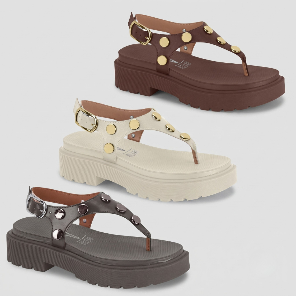 Sandália Feminina Vizzano Flatform Tratorada Esferas Luxo Original