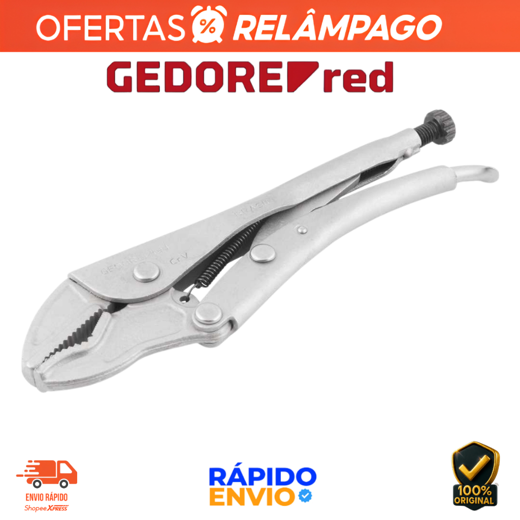 Alicate De Pressão 10'' Com Mordente Triangular GEDORE RED Segurar Fixa Prender Travar Apertar Solta