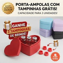 Estojo Porta Ampolas 3 un Coração Case Rígida Organizadora Enfermagem Veterinária Injeção Vacina Resistente
