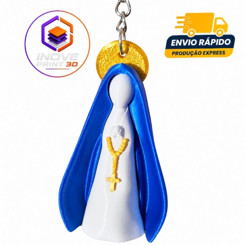 Chaveiro Nossa Senhora Aparecida 3D | Lembrancinha Católica | Pingente Religioso | Presente de Fé e Devoção