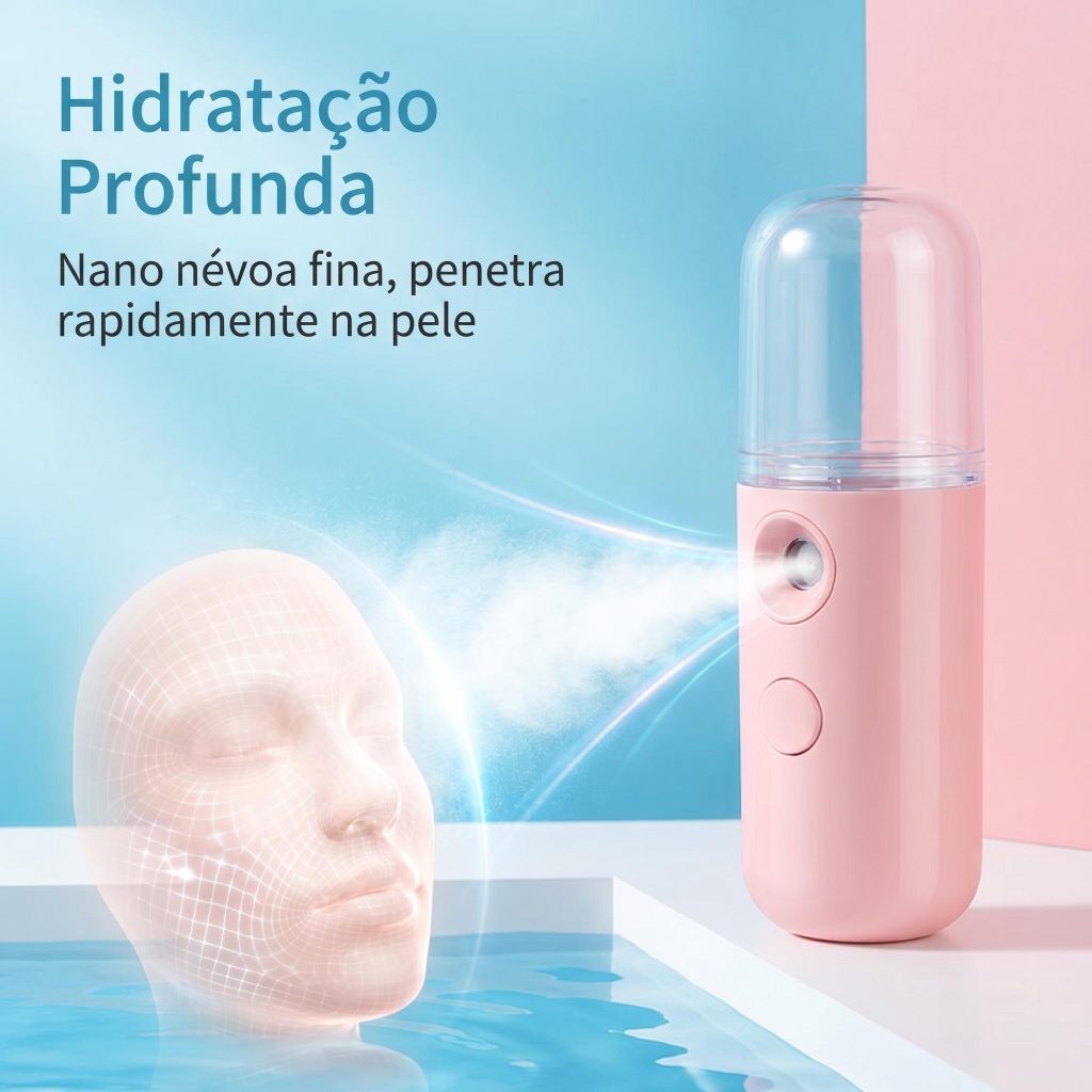 Umidificador Nano Facial Portátil USB para Hidratação da Pele