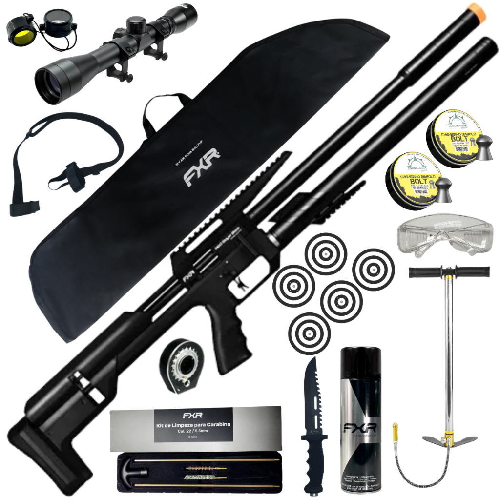 Carabina de Pressão FXR PCP Artemis M60 Slayer Black 5.5mm + Escolha seu kit:
