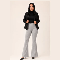 Calça Flare Bandagem Canelada Feminina Cintura Alta Modeladora Premium Confortável Casual Elegante Stretch Elasticidade