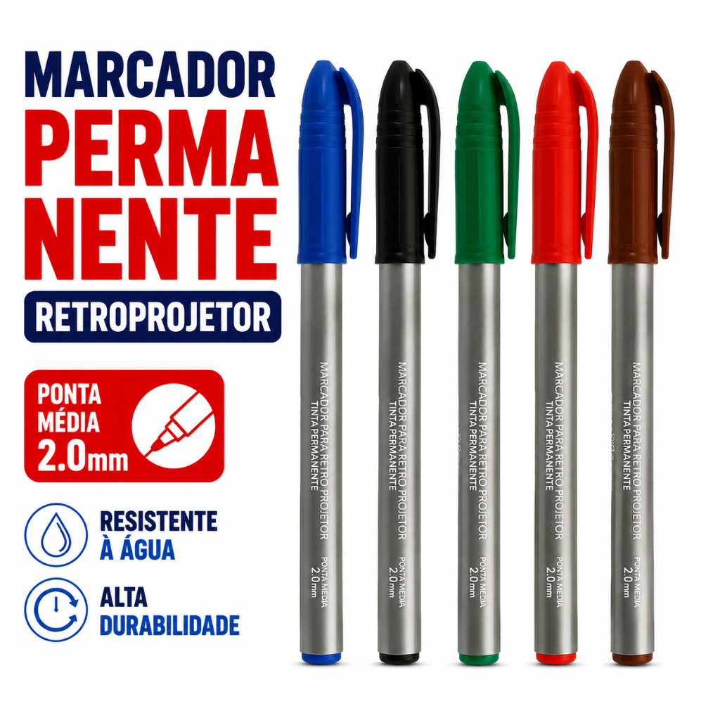 Marcador Permanente Retroprojetor 2.0 Pilot Original Resistente À Água Ponta Média Alta Durabilidade