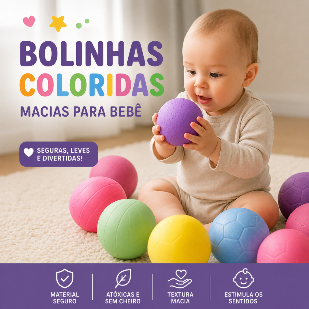 Kit 3/6/9/12 Mini Bola Pequenas Macias Borracha para Bebê Bolinha Colorida Infantil Crianças