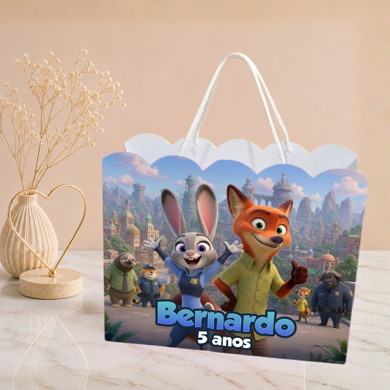 Sacolinha Zootopia Personalizado | Sacolinha | Mimos | Lembrancinha | Aniversário Jardim PEGUE E MONTE