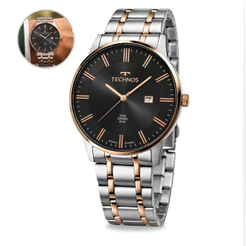 Relógio Technos Masculino Bicolor Prateado Com Rosê Slim Original
