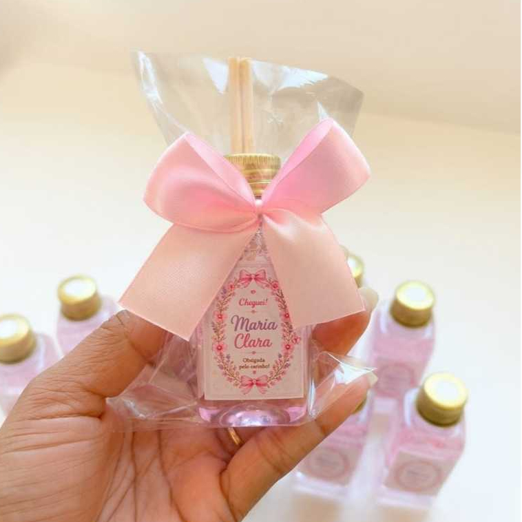 Kit 100 Lembrancinhas Personalizadas Mini Difusor Aromatizador Festa Infantil Casamento Maternidade Chá Revelação e Bebê