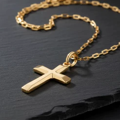 Cordão Masculino Rommanel Com Pingente Cruz Banhado Ouro Com Nota Garantia