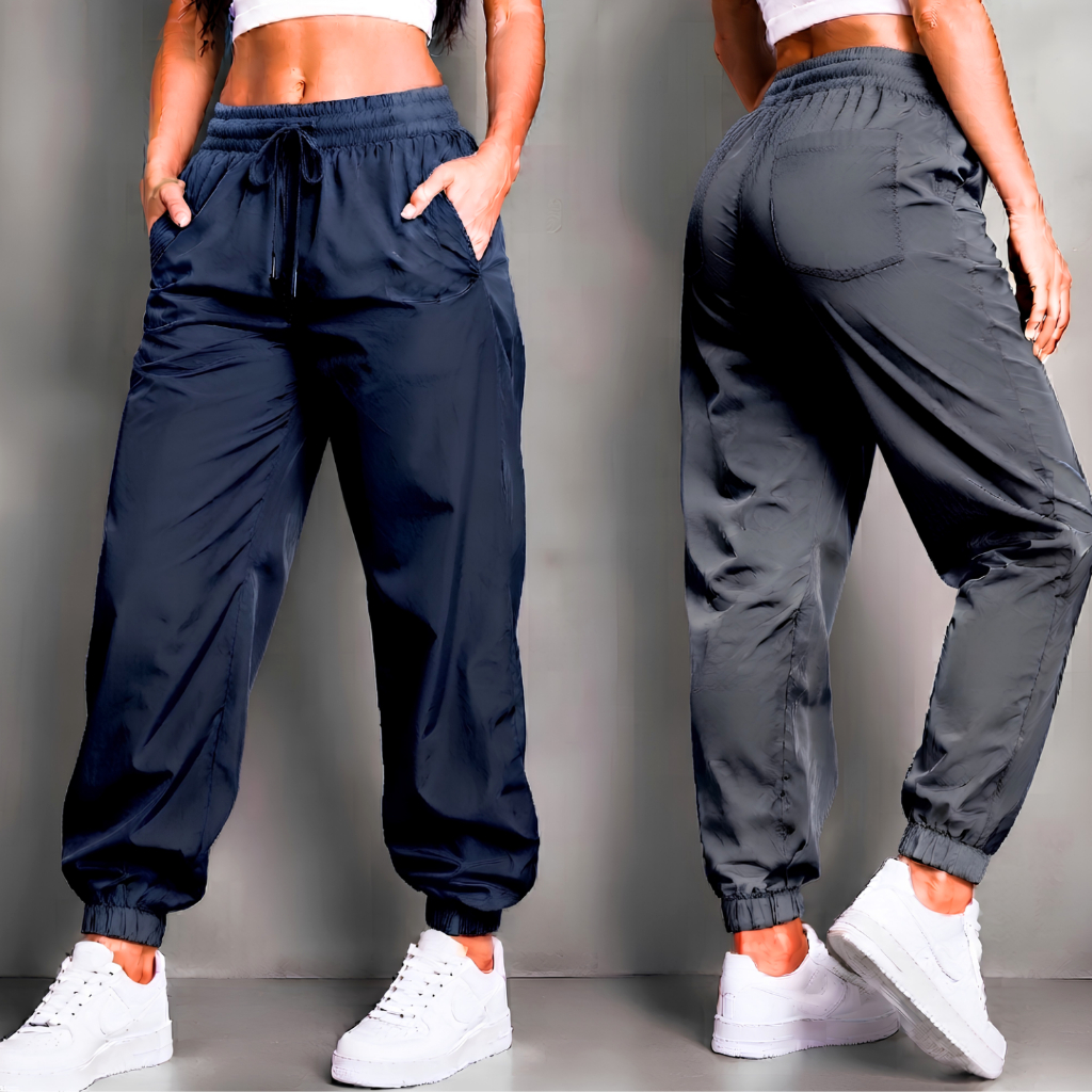 Kit 2 Calças Femininas Modelagem Ampla Jogger Confortável Tactel com Elastano Ac