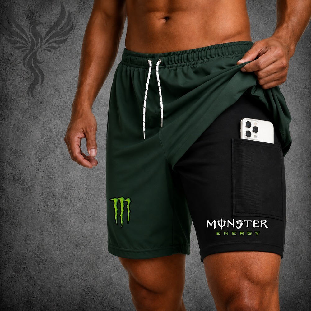 Bermuda Compressão Short Esportivo Masculino DryFit Elastano Academia Corrida Bike Crossfit Monster 2 em 1