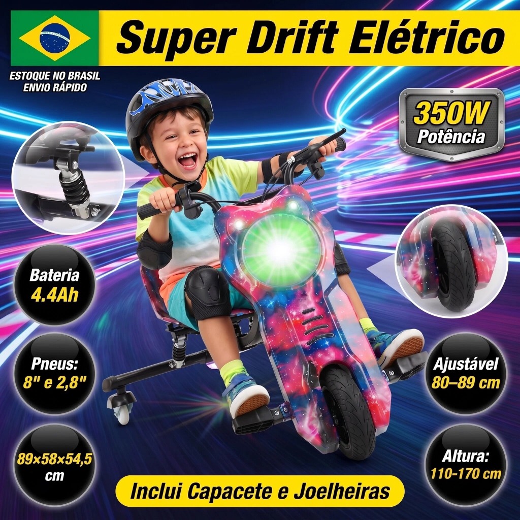 HONEYWHALE Electric Tricycle Drift Motorized 350w 8'Inches Adult/Children Bluetooth Le