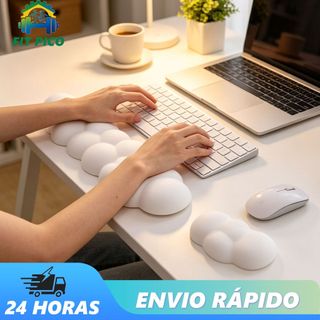 Apoio Pulso Mouse Teclado Nuvem Espuma Memória Base PU Inferior Couro Antiderrapante Ergonômico PC