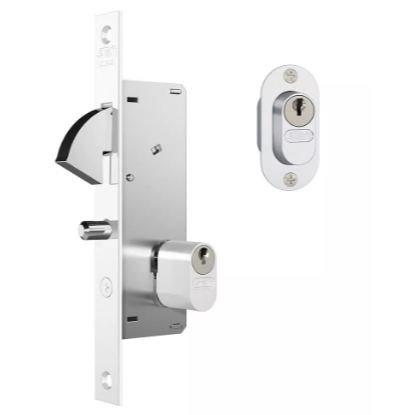 Fechadura 940 porta de correr BRANCO INOX STAM