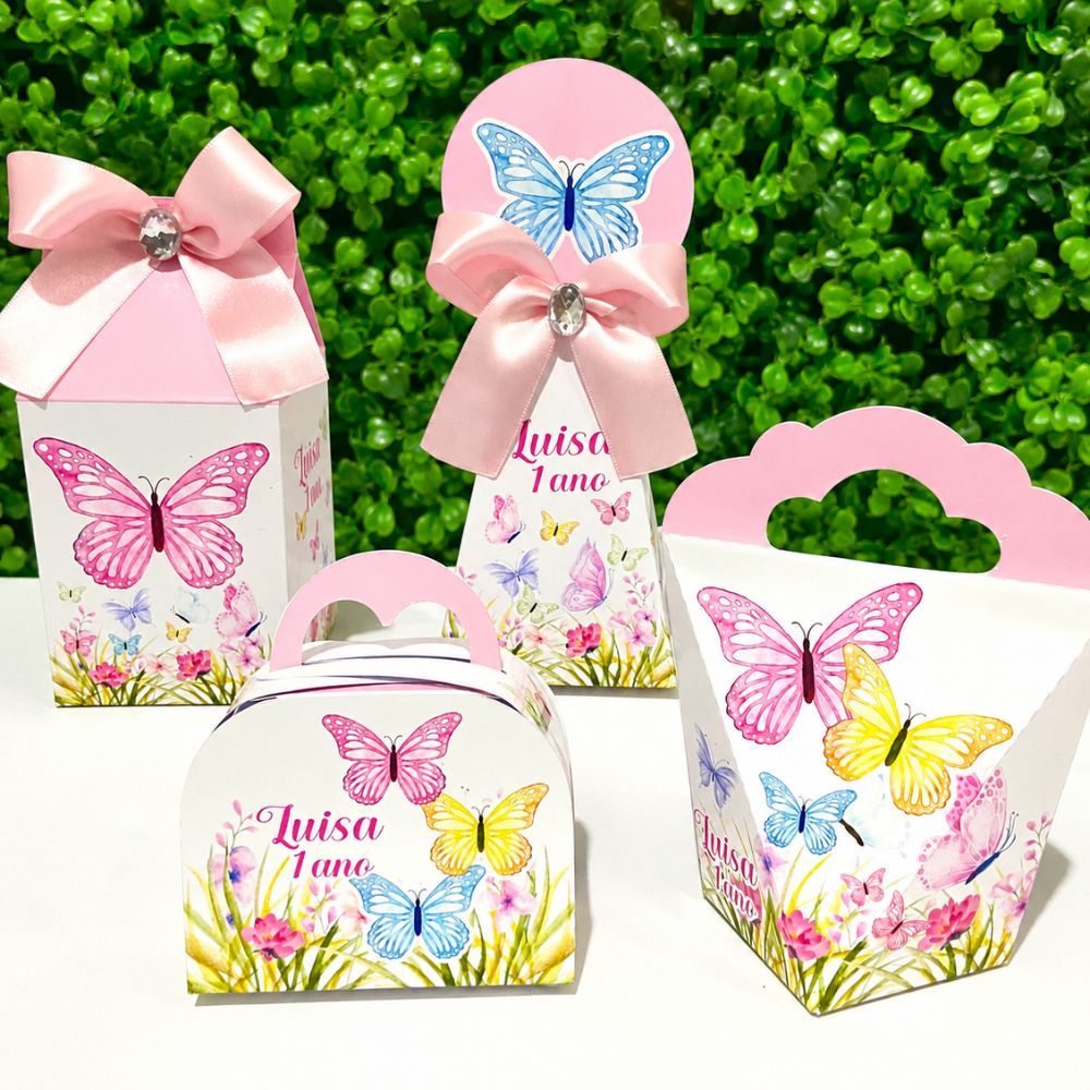 Kit Festa Jardim Encantado das Borboletas Caixinhas Personalizadas Lembrancinhas Festa Infantil Aniversário