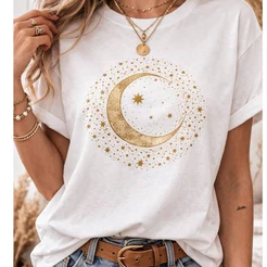 Tshirt Feminina Estilosa Estampa Círculo de Lua Blusa Feminina Roupa Feminina Elegante StoreMix.