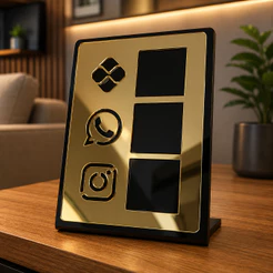 Placa Pix Display Mesa Balcão PIX WhatsApp Instagram Interativo