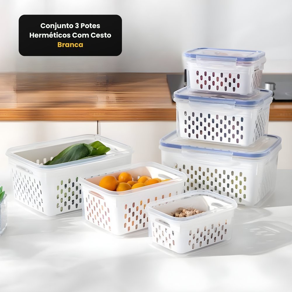 Kit potes herméticos transparente alimentos fitness mantimentos tampa