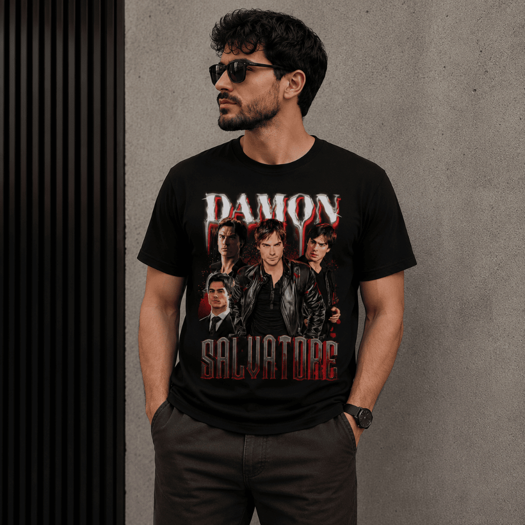 Camiseta Damon Salvatore The Vampire Diaries Masculina 100% Algodão Estampa Premium Unissex