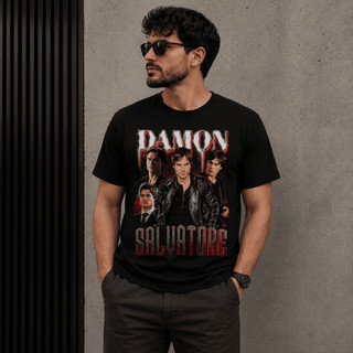 Camiseta Damon Salvatore The Vampire Diaries Masculina 100% Algodão Estampa Premium Unissex