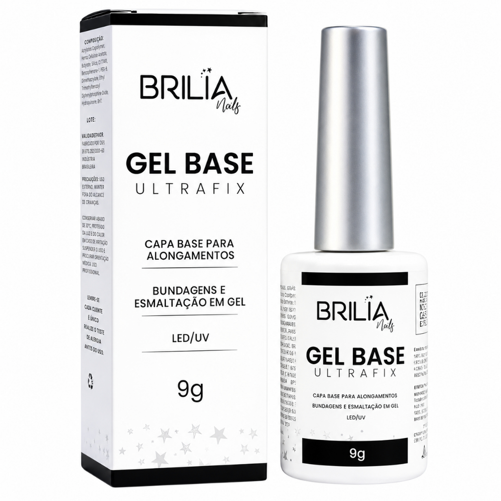 Brilia Nails Gel Base Ultrafix para Unhas Esmaltações Blindagens 9gl