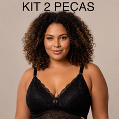 kit 2 Sutiã plus size renda macia forrado sem aro sem bojo reforçado confortavel sustentação