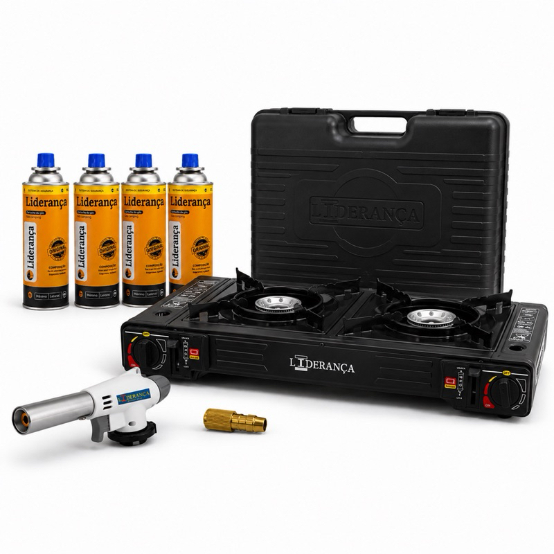 Fogareiro Fogão Portátil Flex C/ Maleta Maçarico Camping Pesca