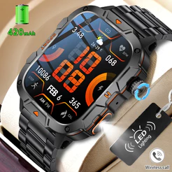 Relógio Inteligente Masculino à Prova d'Água com Lanterna e Recursos de Saúde e Esporte Smartwatch