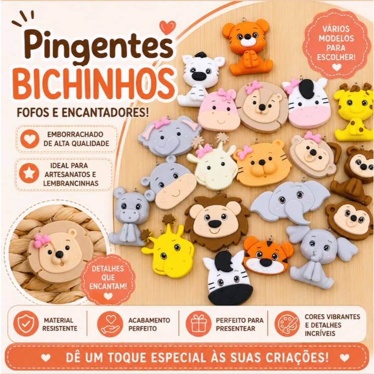 Pingente Biscuit Decorativo Safari Para Lembrancinhas Chaveiros Acessório Artesanato Unidade