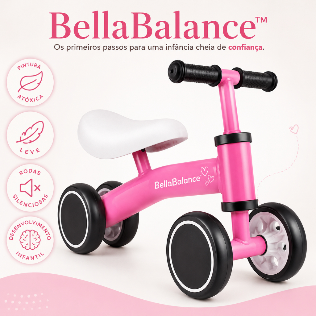 Bicicleta Infantil de Equilíbrio Sem Pedal Rosa Educativa Leve Resistente Rodas Silenciosas