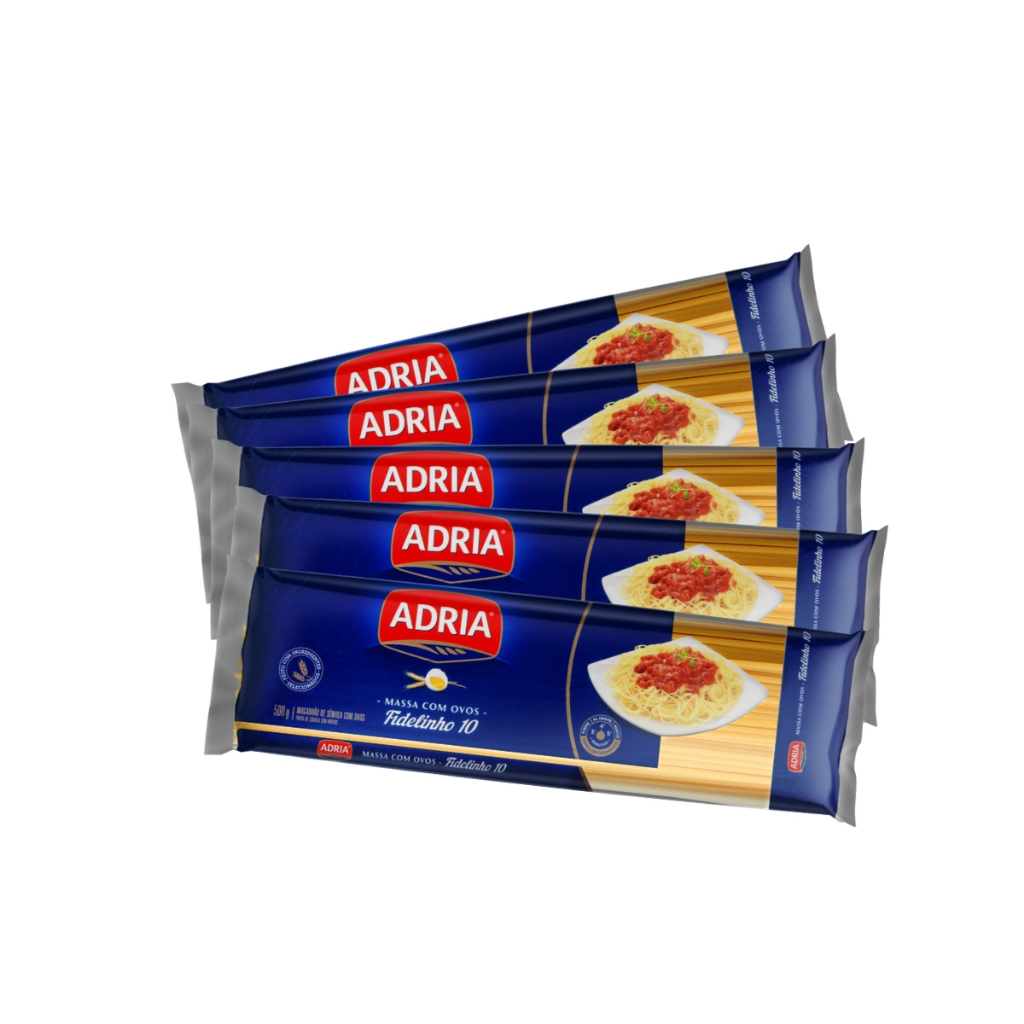 Kit 5un Macarrão com Ovos Adria Fidelinho Nº 10 500g