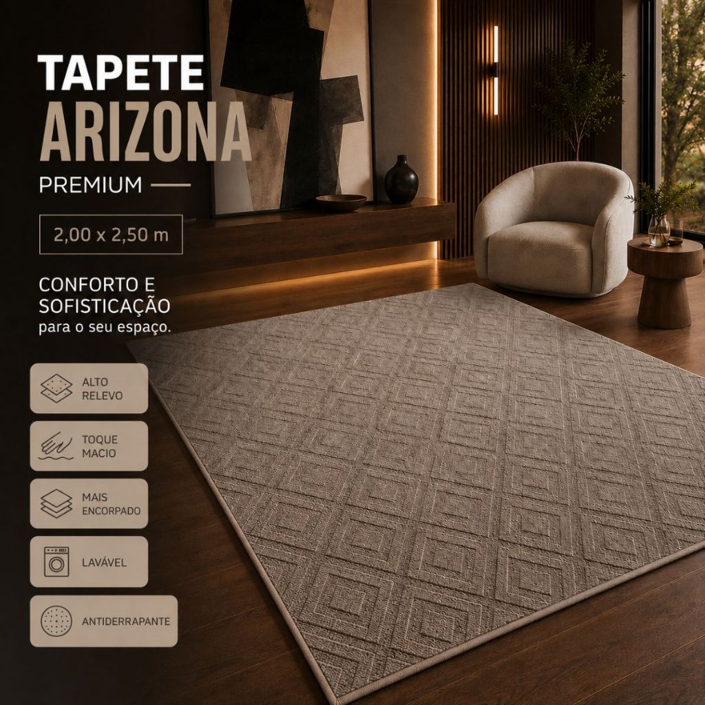 Tapete Premium 2,00x2,50m Sala Quarto Escritório Alto Relevo Geométrico Macio An