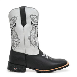 Bota Texana Boi - Country - Rodeio - Bota Masculina em Couro Legítimo | Cano Alto | Bico Quadrado | Confortável
