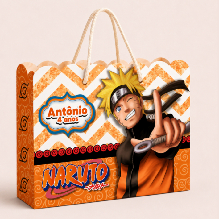 Sacolinha Personalizada Festa Infantil 20x15cm Nuvem Lembrancinha Naruto