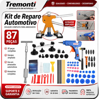 Kit 87 Profissional Martelo De Tubarão + Ventosa e Extrator T para Reparo de Amassados na Lataria - Universal