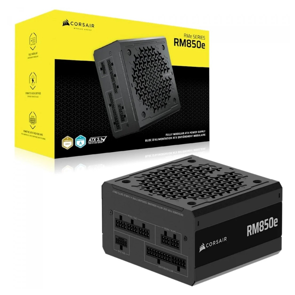 Fonte Corsair RM850e 850W Cybenetics Gold ATX 3.1 PCIe 5.1 Full Modular Preta - 