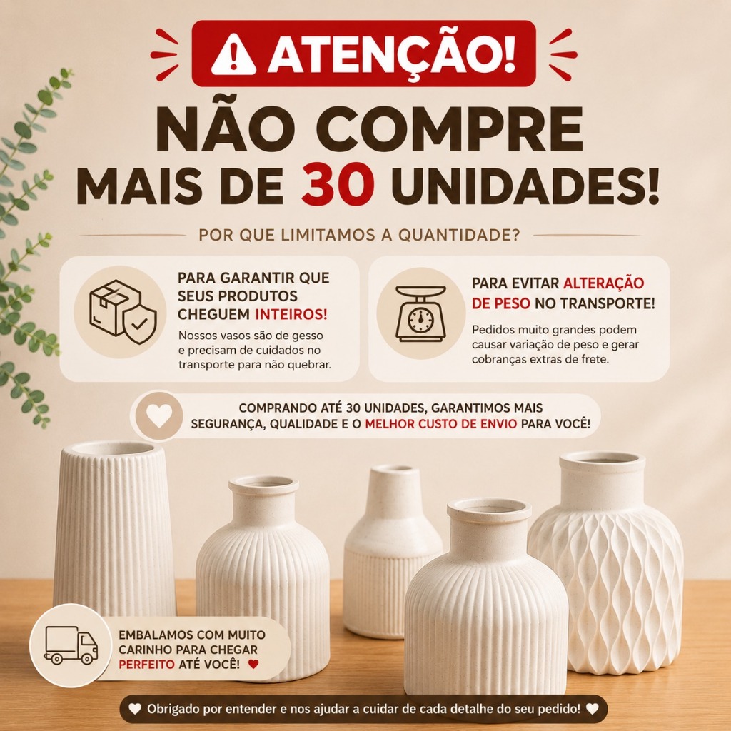 Kit com 6 ou 10 Vasos de gesso decorativo Canelados brancos 10x4 — imagem 2 de 2
